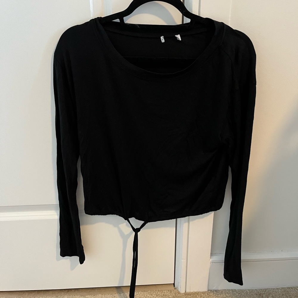 Nordstrom Leith Black Tie Front Longsleeve Shirt